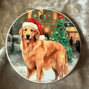 Ceramic Christmas Ornament - Watercolor Golden Retriever